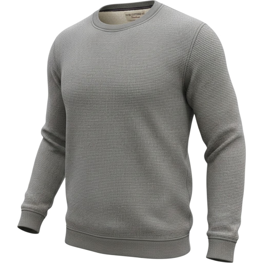 BC Clothing Heritage Men's Waffle Knit Faux‎ Shearling Lined Sweatshirt XL Gray